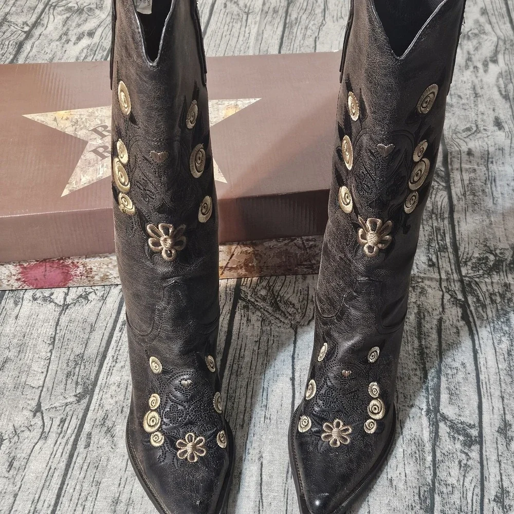 Roper‎ Rockstar 8 Ingrid Faux Leather Western Cowboy Boots Embroidered